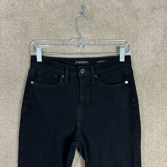 Banana Republic Skinny Jeans Women's 26 Black High Rise‎ Premium Denim Raw Hem - Picture 4 of 15